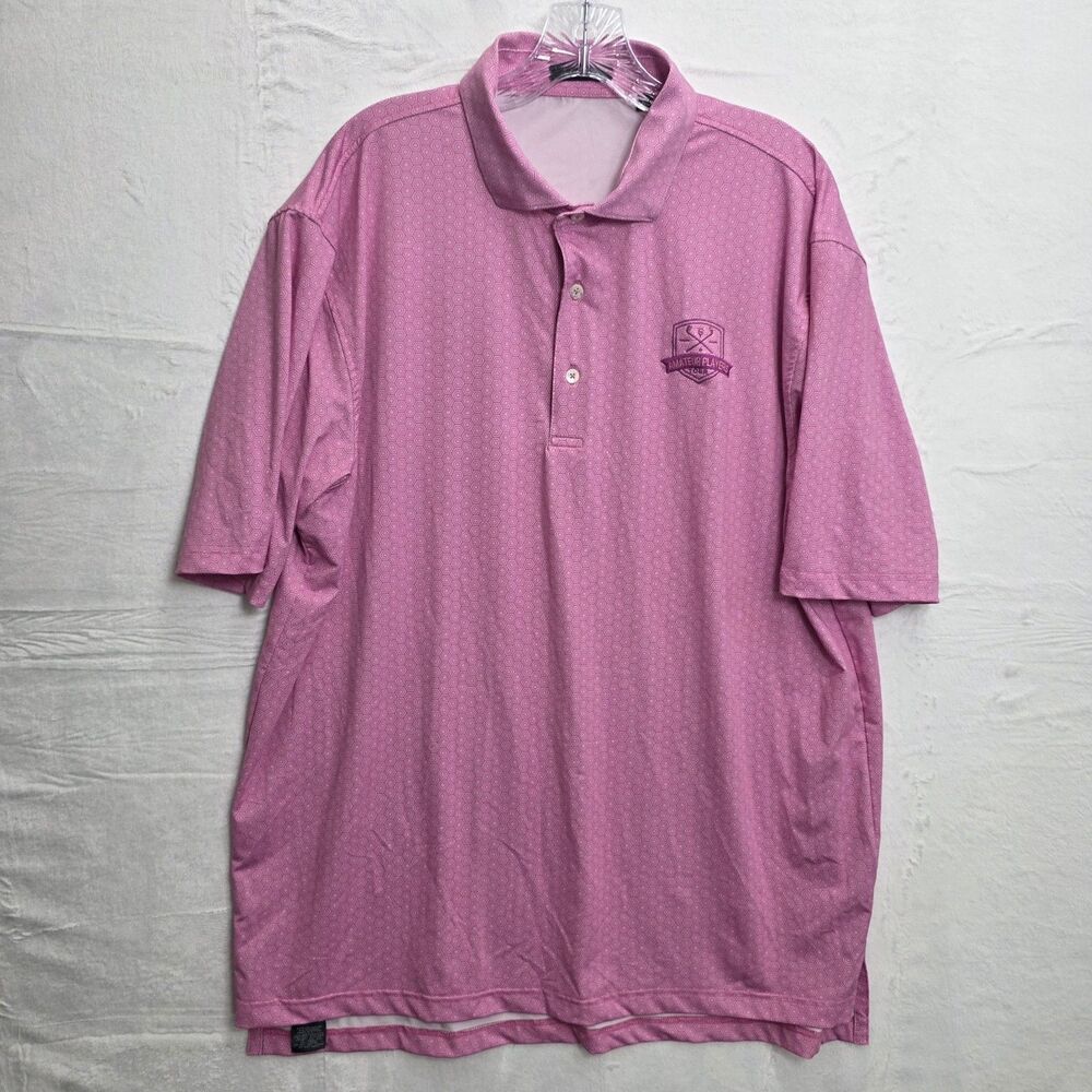 Turtleson Polo Shirt Men's Pink Geometric Hexagon Performance Golf Size XL